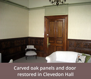 Carved oak panels and door restored - Clevedon Hall